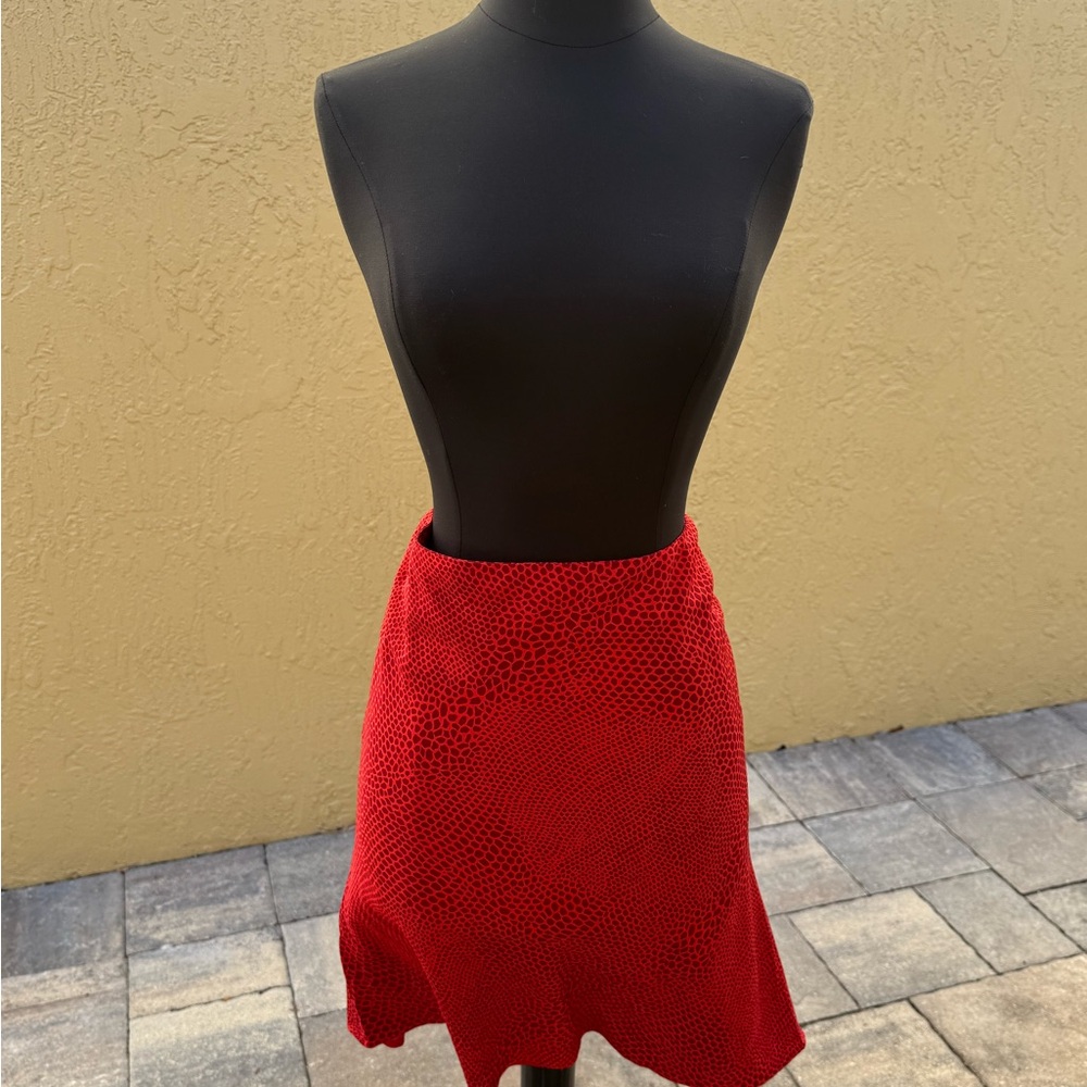 Y2K Vintage SPOONER Prague Red Silk Animal Print Realisation Par Skirt Sz 6/M - Picture 5 of 10